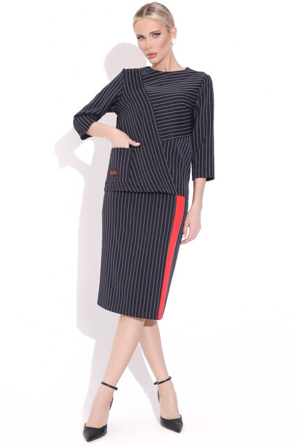 Костюм Элегантная леди (полоска/черника)