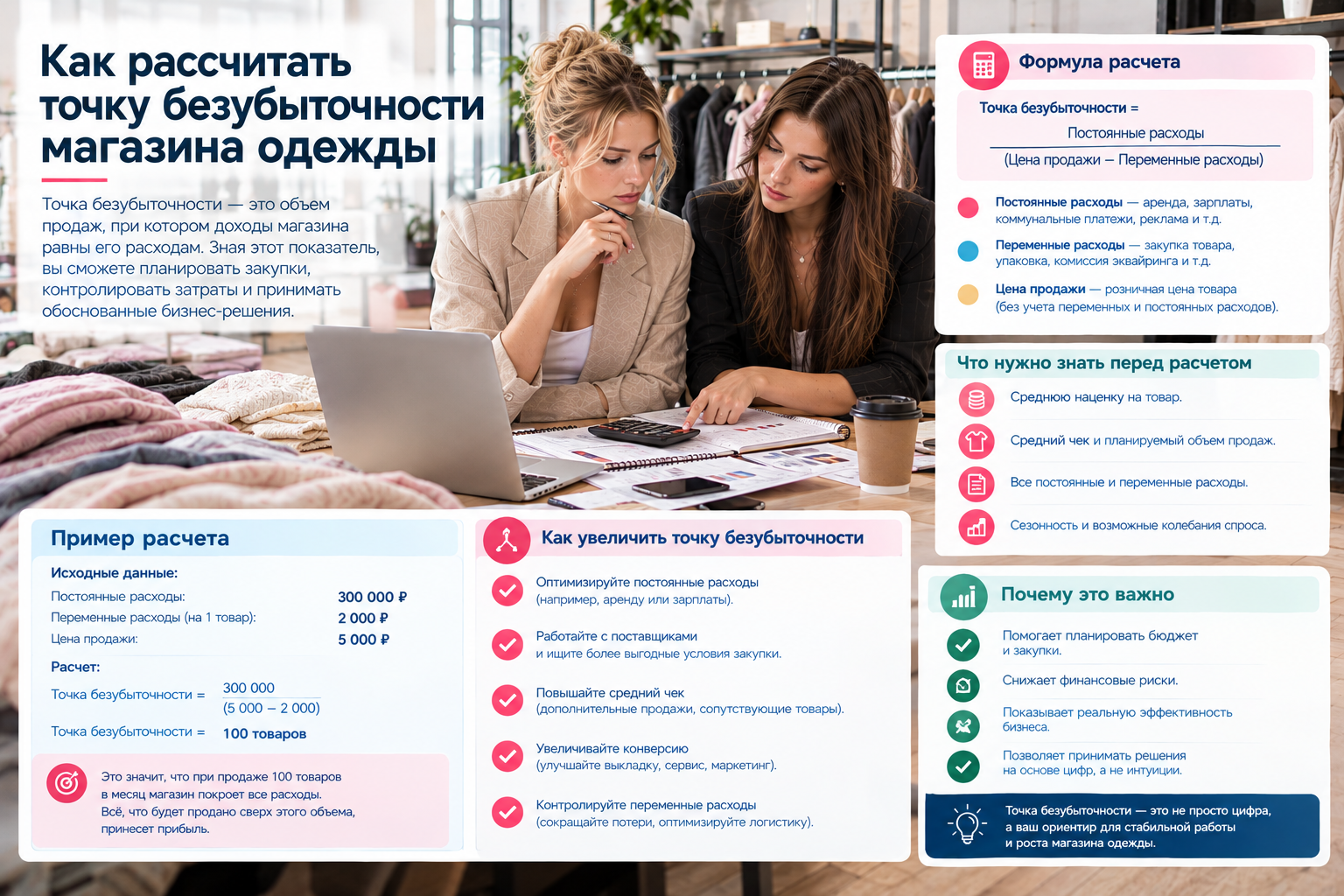 Как рассчитать точку безубыточности магазина одежды