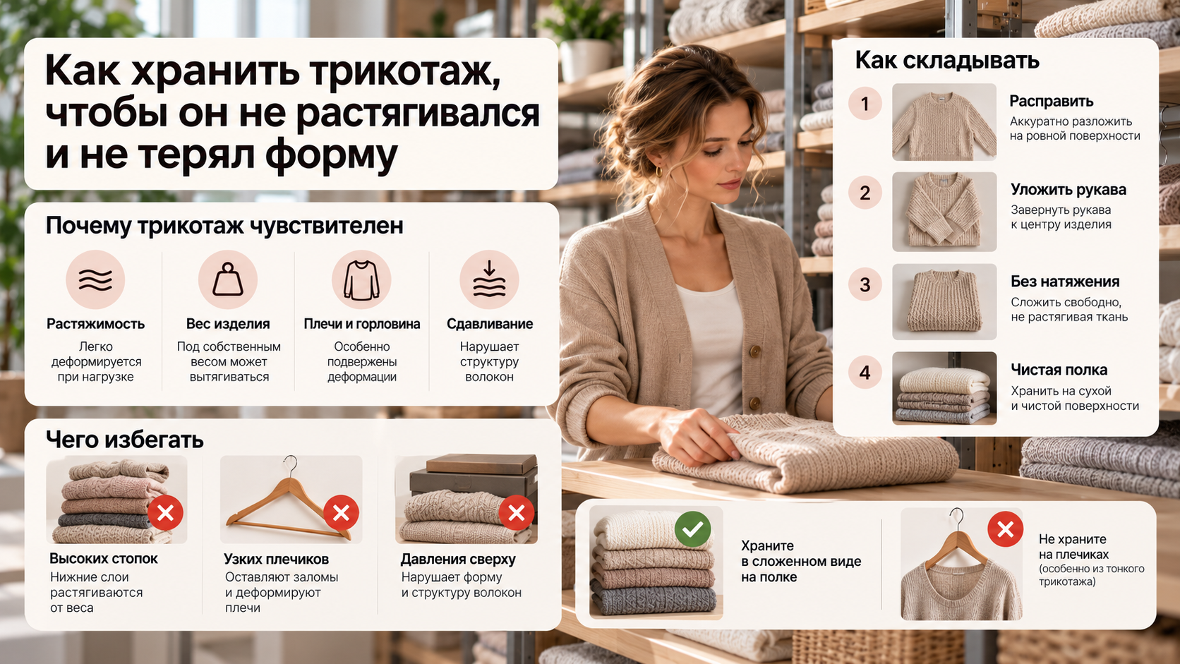 Как хранить трикотаж, чтобы он не растягивался и не терял форму