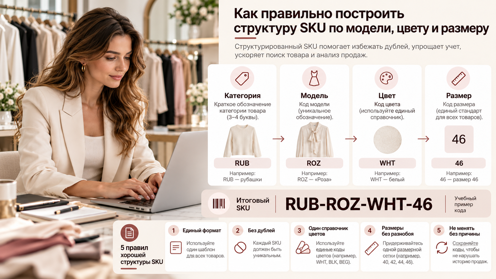 Как правильно построить структуру SKU по модели, цвету и размеру