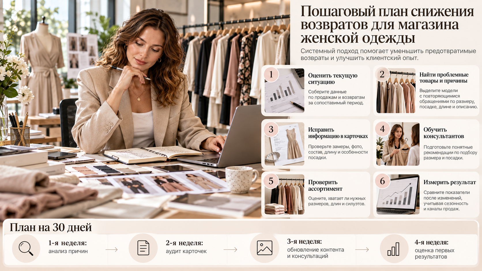 Пошаговый план снижения возвратов для магазина женской одежды