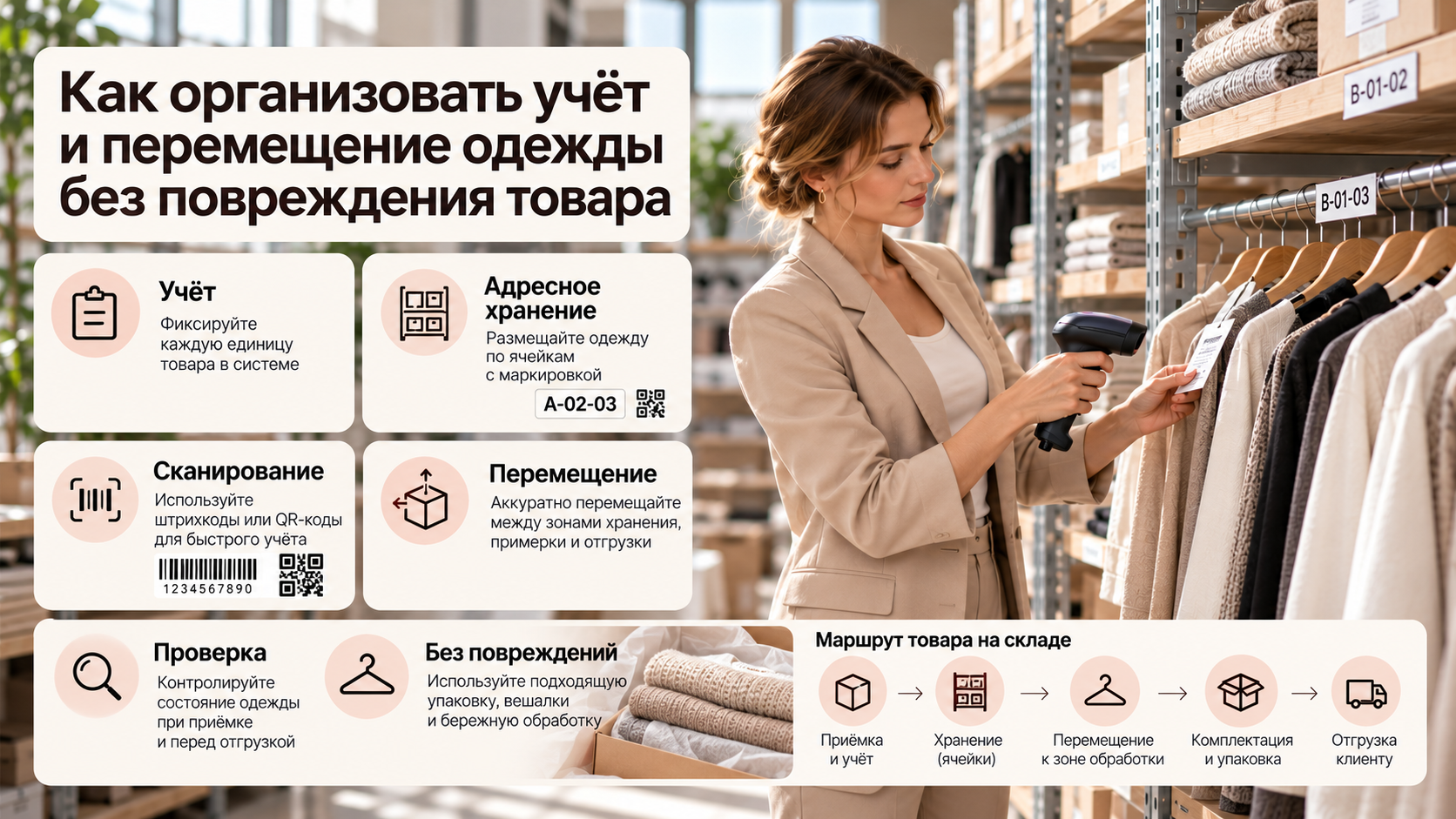 Как организовать учёт и перемещение одежды без повреждения товара