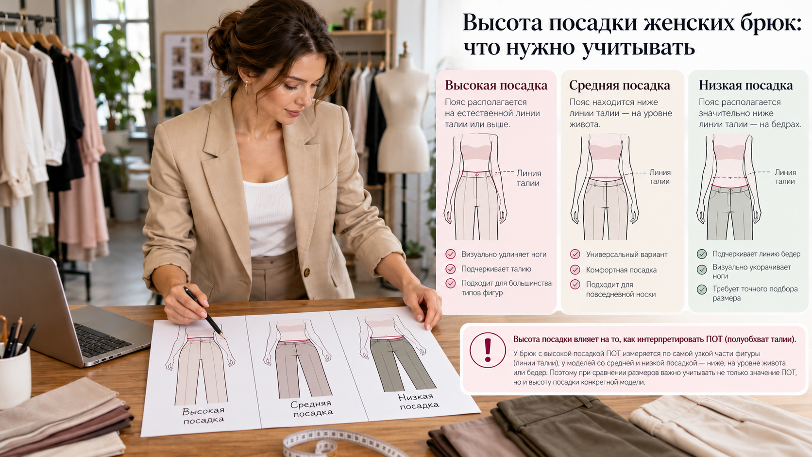 Высота посадки женских брюк: что нужно учитывать