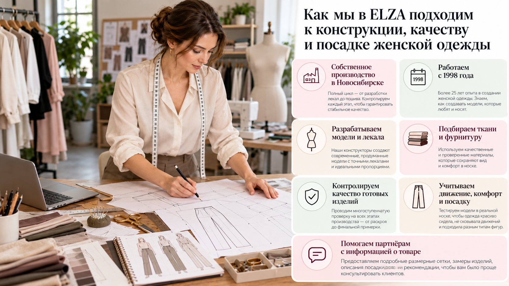 Как мы в ELZA подходим к конструкции, качеству и посадке женской одежды