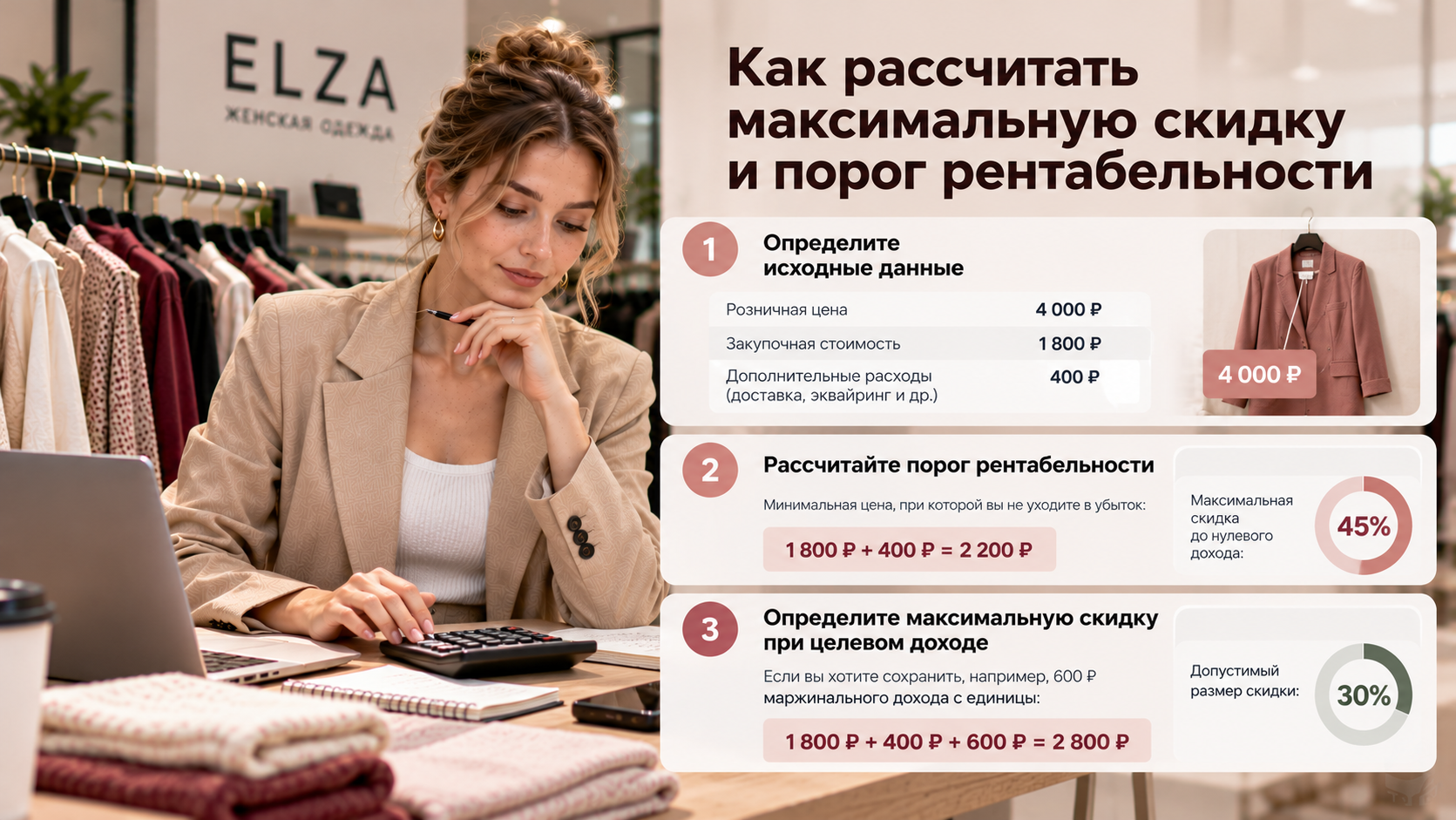Как рассчитать максимальную скидку и порог рентабельности