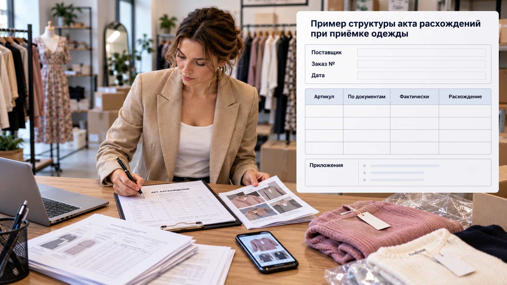 Как составить акт расхождений при приёмке одежды
