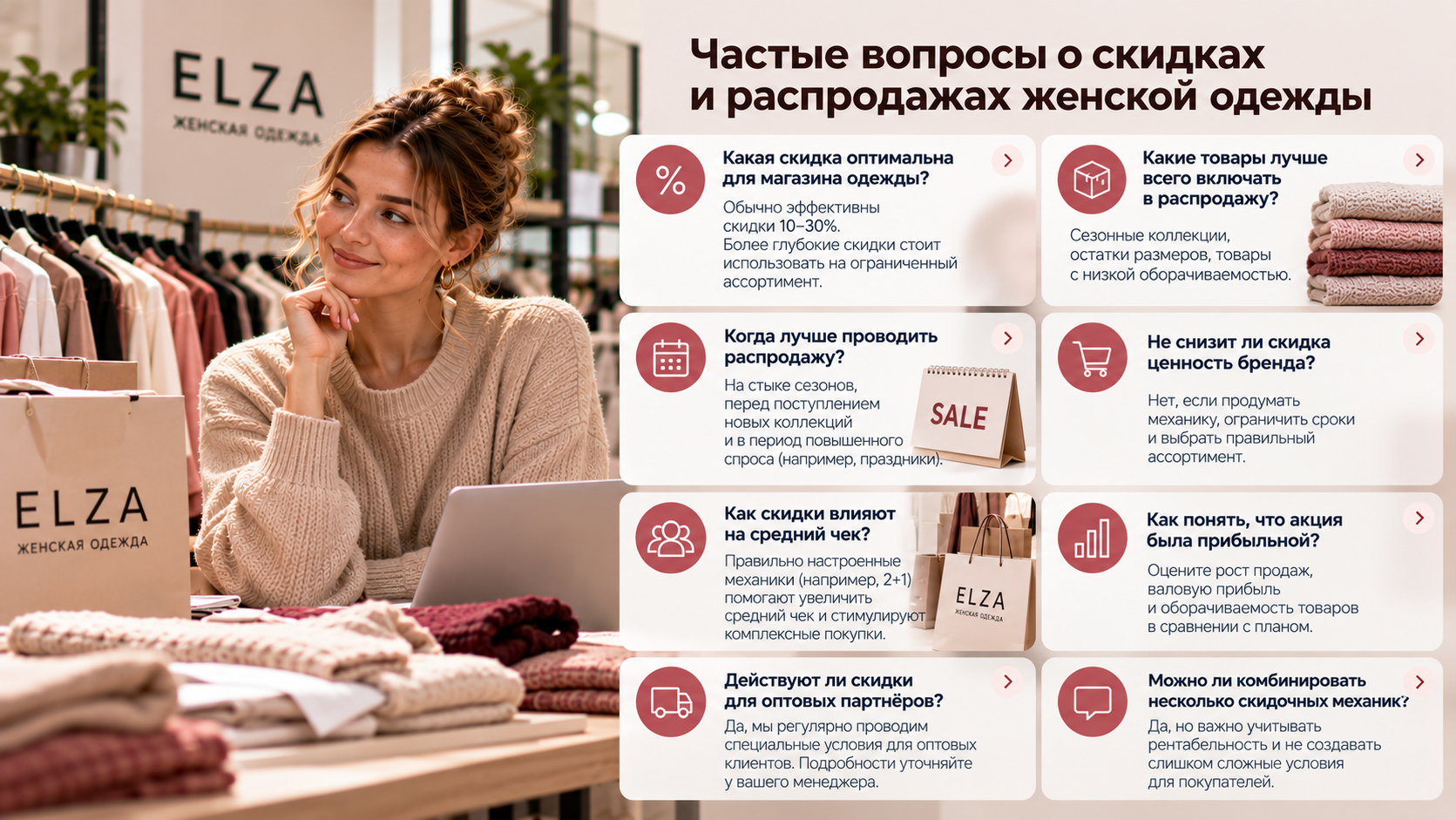 Частые вопросы о скидках и распродажах женской одежды