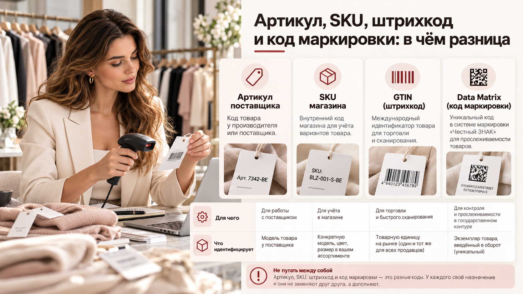 Артикул, SKU, штрихкод и код маркировки: в чём разница