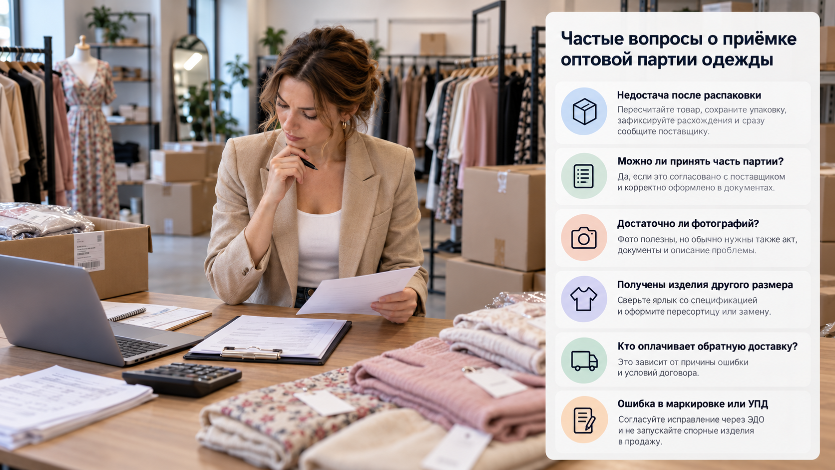 Частые вопросы о приёмке оптовой партии одежды