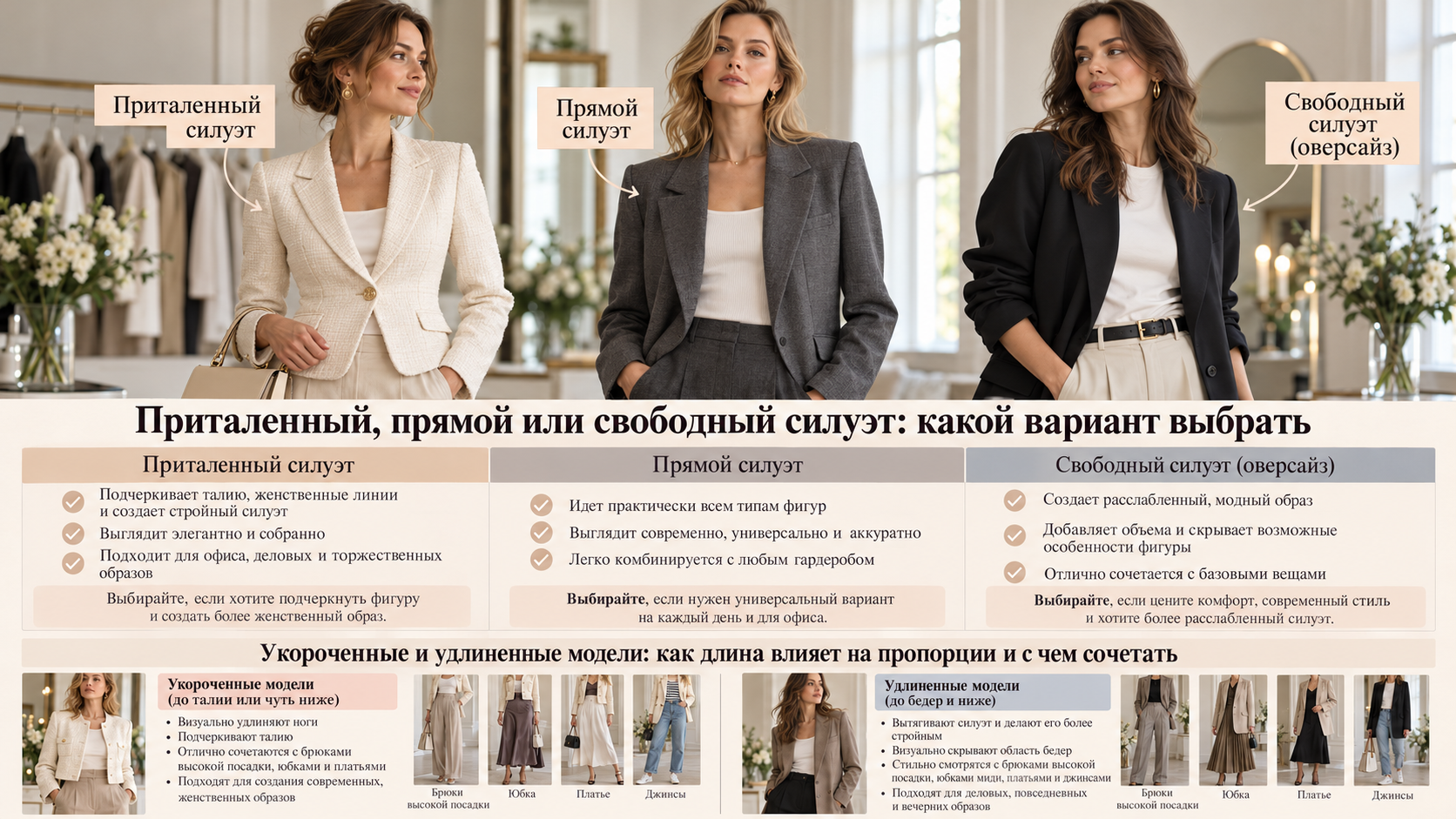 Приталенный, прямой или свободный силуэт: какой вариант выбрать