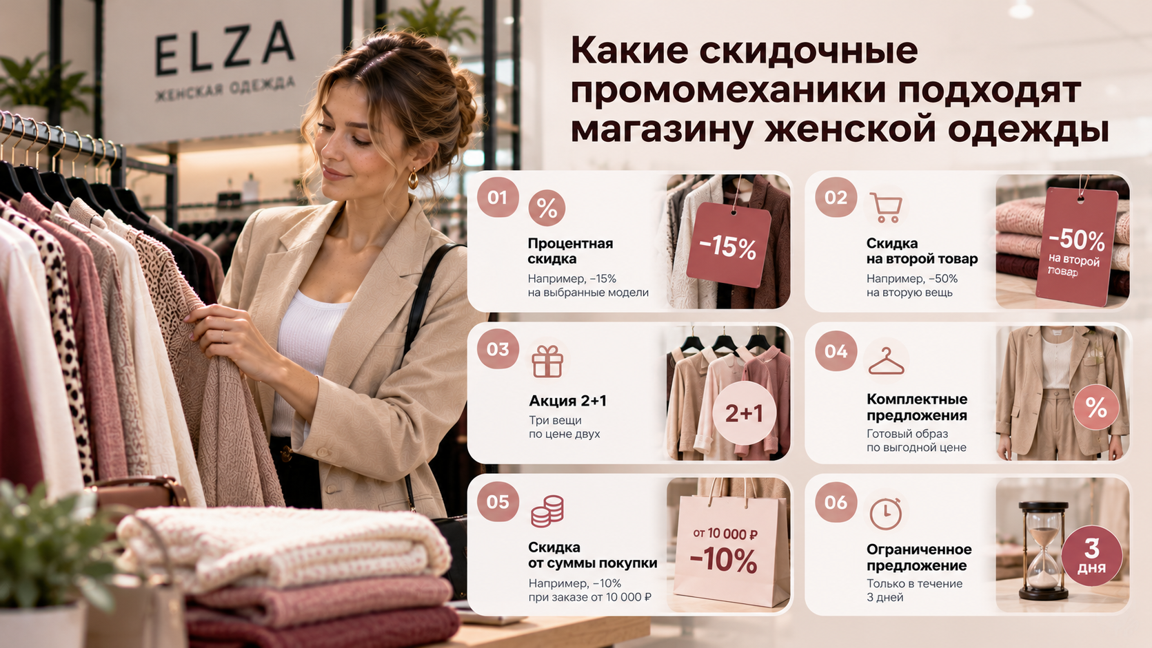 Какие скидочные промомеханики подходят магазину женской одежды