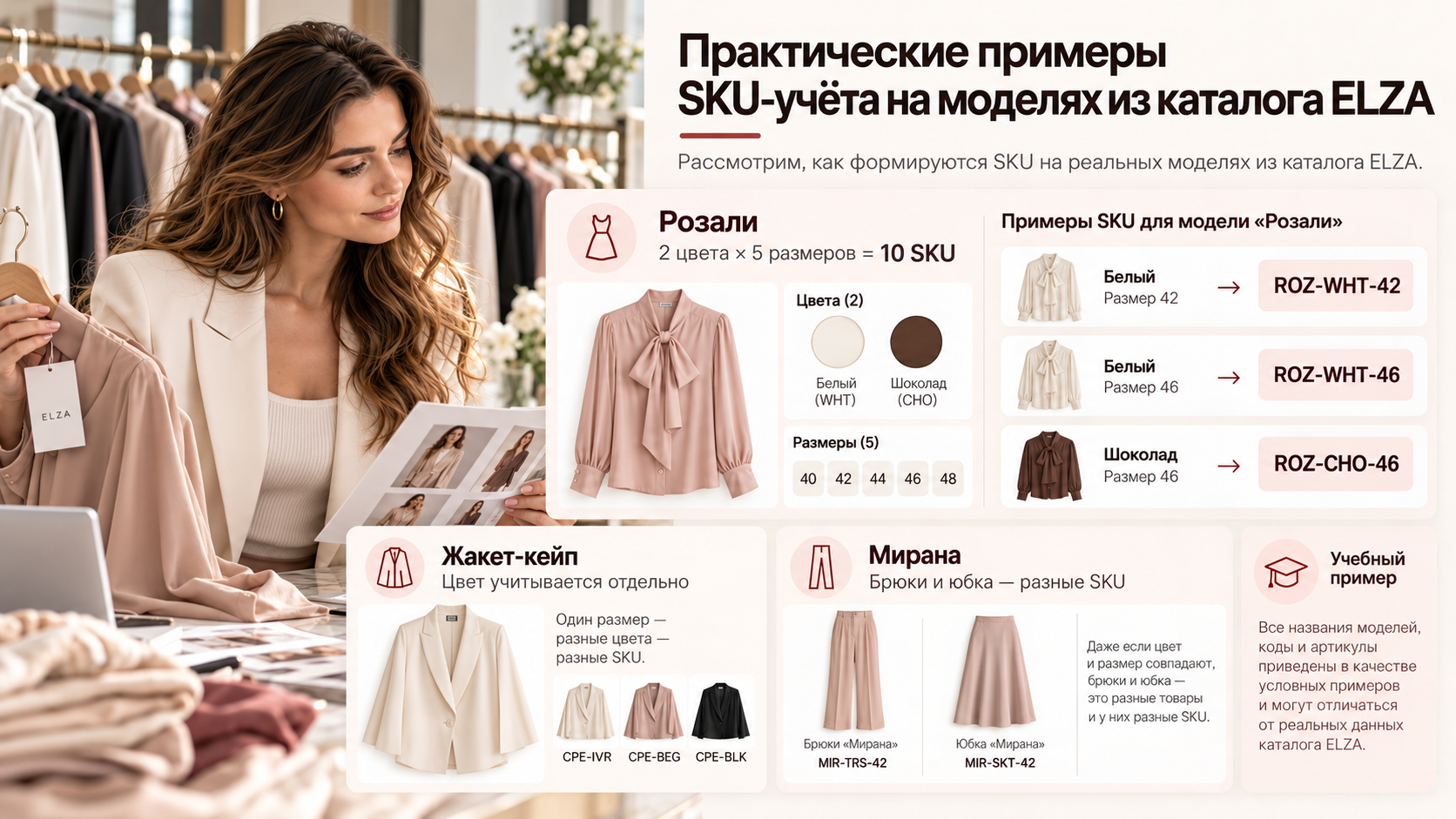 Практические примеры SKU-учёта на моделях из каталога ELZA