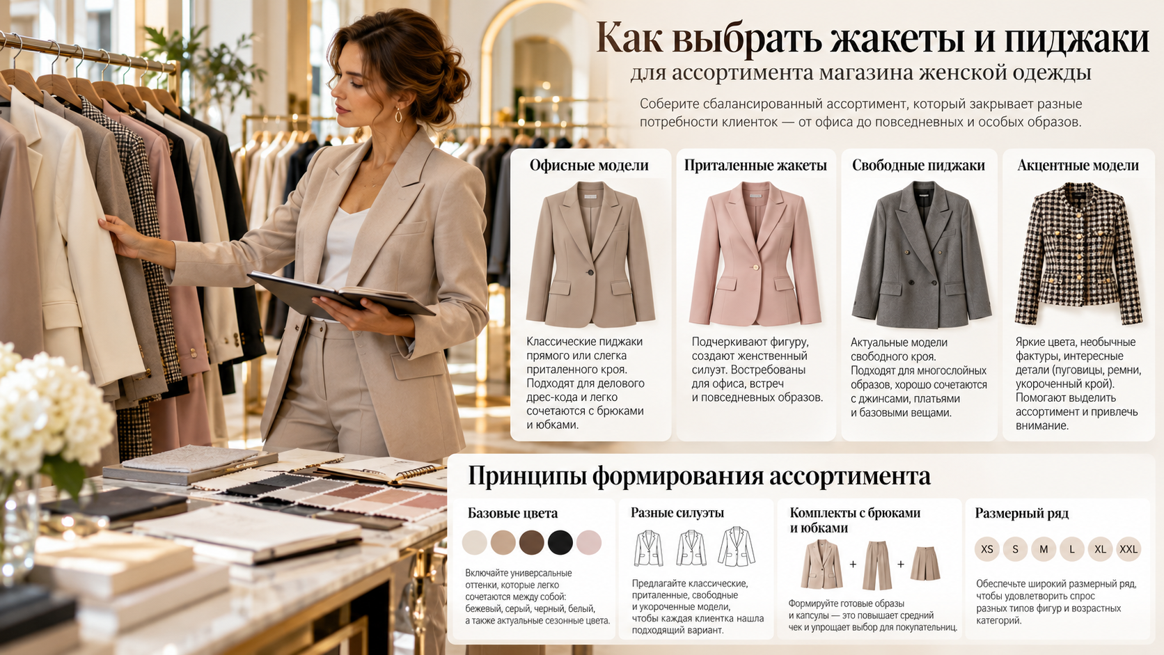 Как выбрать жакеты и пиджаки для ассортимента магазина женской одежды