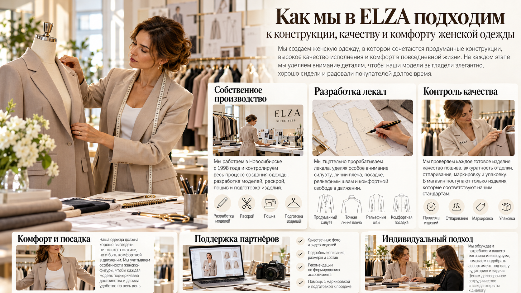 Как мы в ELZA подходим к конструкции, качеству и комфорту женской одежды