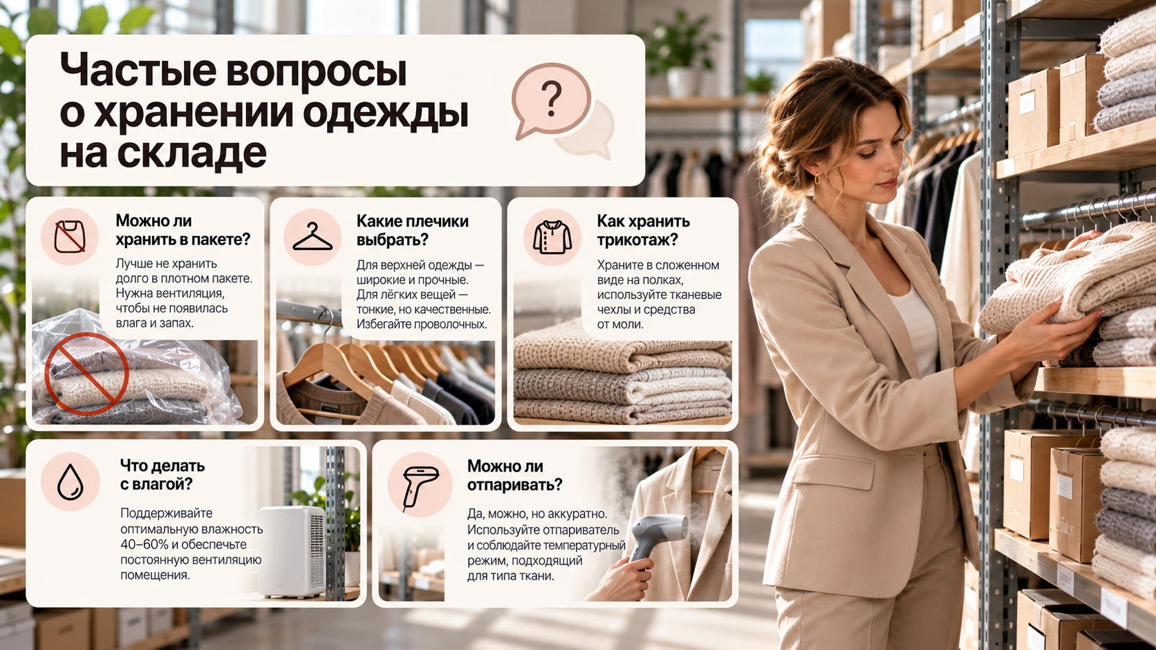 Частые вопросы о хранении одежды на складе