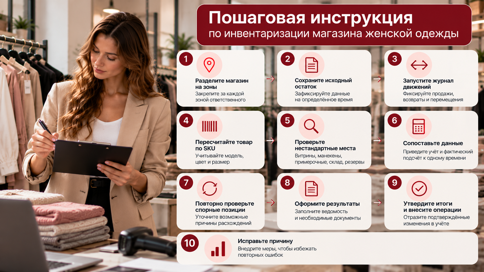 Пошаговая инструкция по инвентаризации магазина женской одежды